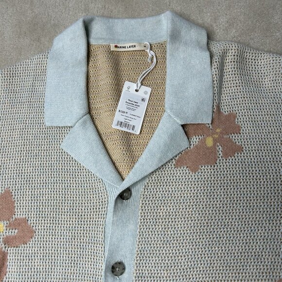 Marine Layer Asher Sweater Shirt Men’s Medium Knit Button Up Resort - Picture 1 of 6